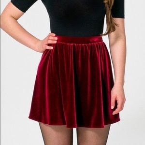 American Apparel Maroon Velvet Skater Skirt